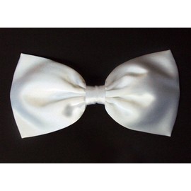 Large Satin Hair Bow Collection (Alligator Clip, Pure White)