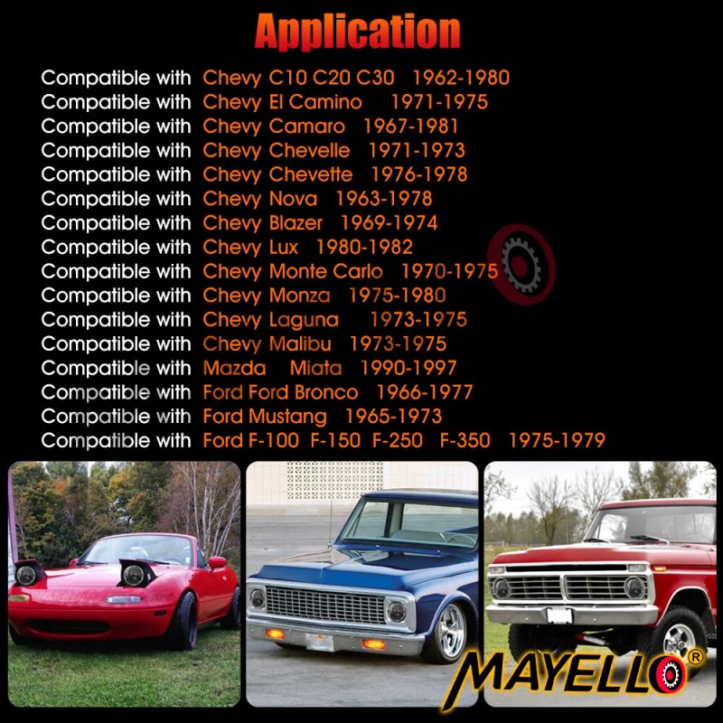 mayello 7" Inch Round Led Headlight Hi/Lo Beam For Chevy