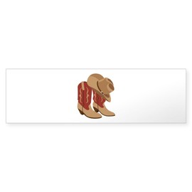 CafePress Cowboy Hat Boots 10"x3" Rectangle Vinyl Bumper Sticker Car Decal