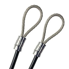 PSI - Galvanized Steel 3/16” Vinyl Coated Wire Rope 7x19 Strand 1/8” Core, Double Looped End Cable, Custom Cut and Made to Order Outdoor Guide Wire Suspension Security Safety Cable (15 feet, Black)