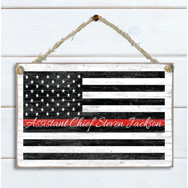 Thin Red Line Flag Sign - Personalized Name Gift For