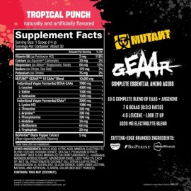 Aminoácidos Eeas Mutant Geaar Electrolitos 30 Servicios 420g, Sabor Tropical Punch                                                                    