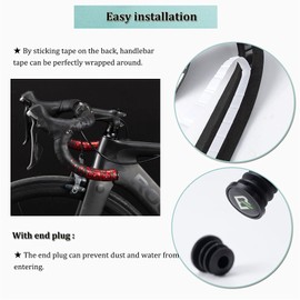 ROCKBROS Bicycle Handlebar Tape for MTB Road Bike Durable Grip Tape Made of PU + EVA 210 x 3 cm 2 Rolls Non-Slip Shock Absorbing (Black Colourful)
