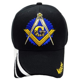 Master Mason Baseball Cap Black n White Hat Masonic Emblem Compass Square