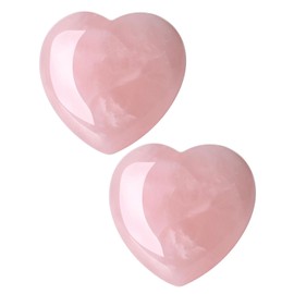 AORHOFJ 2pcs Rose Quartz Crystal Stone Healing Crystal Pink Beloved Crystal Stone Natural Reiki Gemstone Relieve Anxiety
