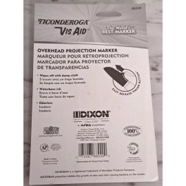 Dixon Ticonderoga Vis-Aid Overhead Projection Markers 1-Black 1-Blue 1- Green 1-Red