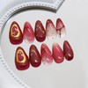 24Pcs Red Press on Nails Medium Almond Fake Nails with
