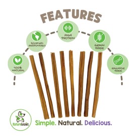 Nature Gnaws Extra Thin Bully Sticks for Small Dogs 5-6" (25 Count) - Long Lasting for Light Chewers and Puppies - Natural Beef Dog Chew Bones