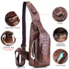 Men Leather Sling Bag Casual Shoulder Chest Crossbody Bag Hiking