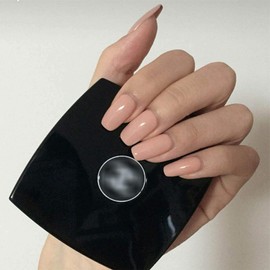 Inilbran Coffin Press on Nails, Bare Nails for Sticking, Coffin Nails, Artificial Nails, French Ballerina for Sticking, Shiny Fingernails, Plain Acrylic Nails with Complete 24 Pieces