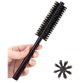 PERFEHAIR - cepillo redondo de cerdas de jabalí para cabello fino o corto, mini cepillo para polvo redondo para hombres y mujeres