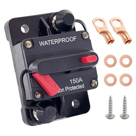 Ampper 150A Circuit Breaker, Surface Mount DC 12V-48V Waterproof Thermal Circuit Breaker Fuse with Manual Reset/On-Off for Boat Trolling Motor Auto Audio Solar and More