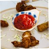 KICHOUSE 4pcs Seasoning Plate Set Ceramic Sauce Dishes Spoon Rests