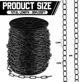 Yaocom 1/12" Chandelier Chain 100 ft Metal Hanging Chains Fixture Chain Decorative Chain Light Duty Chain Utility Chains for Hanging Plants, Basket, Light Fixture, Chandelier, Lamp