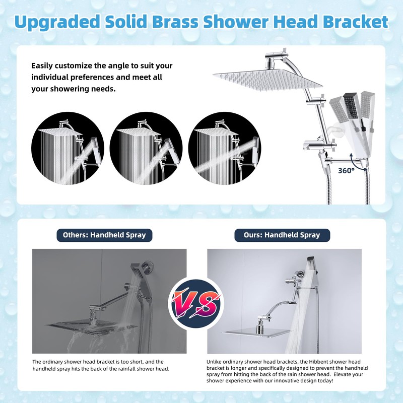 Hibbent All Metal CUPC Certified 10'' Rain Shower Head, Dual
