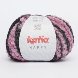 FIL Katia 2 x 100 g Happy – Colour: 409 – Rose – A thick, strong bouclé yarn alternately combined with a thick twisted thread – (bearing: Hi-uBo-üBü)