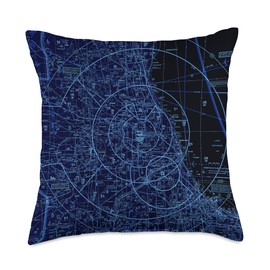 Chicago Pilot Air Traffic Control Airport Airspace CHI Map Throw Pillow
