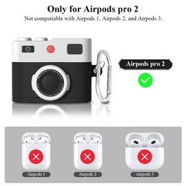 Dayinkes Compatible with Airpods Pro 2nd/1st Generation Case with Keyring, Camera Design for AirPods Pro 2 Case 2022/2023, Shockproof Case Compatible with Airpods Pro 2nd/1st (Black)