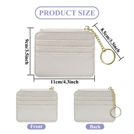 AfitLulu Credit Card Holders for Women Men, Slim Card Wallet Thin Women Wallets with Keychain and 6 Card Slots, Card Holder Wallet Minimalist Bus Pass Holder with Zip Pocket for Coin (White)