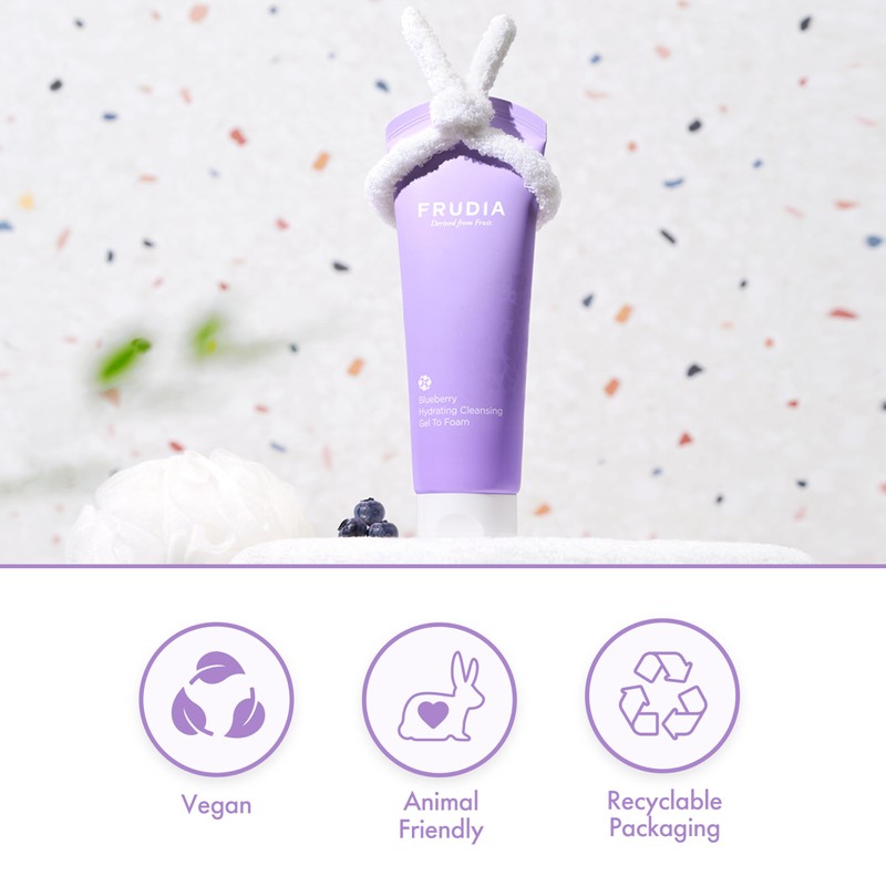 FRUDIA Blueberry Hydrating Gel-to-Foam Facial Cleanser – Korean Skincare Face