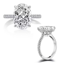 ASFKIPMF Classic Promise Ring 925 Sterling Silver Oval Cut 3ct AAA CZ Zircon Engagement Rings for Women 925 Sterling Silver Engagement Wedding Band Ring for Women Size O