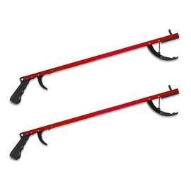 Red Aluminum Reacher Grabber with Magnetic Tip, Set of 2