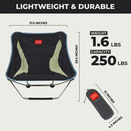 Grand Trunk Mayfly Low Profile Ground Chair – Lightweight, Packable & Reclining Festival Chair, Quick Setup, Stable & Versatile for Camping, Concerts, Beach & Outdoor Events