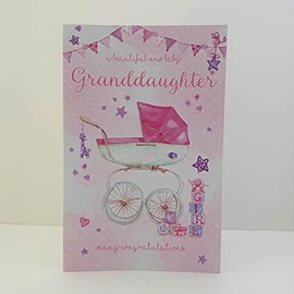 Write From The Heart Wonderful New Baby Granddaughter Congratulations Card - Pram Stars