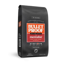 Bulletproof The Mentalist Medium-Dark Roast Whole Bean Coffee, 12 Ounces, Clean Coffee Tested for Toxins