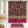 Litabel 4 Pcs Hot Pink Leopard Print Shower Curtain Set