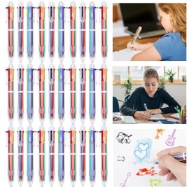 Nizirioo Pack of 30 Multicoloured Retractable Ballpoint Pens 6-in-1 Multicolour Pens Ballpoint Pens, 0.7 mm Multicoloured Ink Pens for Office Drawing and Writing for Office School Supplies Students