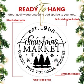 Christmas Market Cute Simple Ornament - Christmas Oranment - Xmas Tree Decoration - Fun 2023 Christmas Ornament - 3" Round PVC Ornament - Printed in USA AAO195