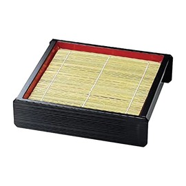 J-kitchens Soba Bowl Soba Soba, Linear Angle Monkey (with Bottom Plate), Black Inner Vermilion, Break-Resistant, Resin, 8.2 x 7.6 x 2.2 inches (20.8 x 19.3 x 5.5 cm), Made in Japan