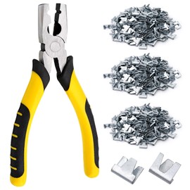 HHNIULI 900 Pieces Wire Cage Clips with 1 Piece Wire Cage Buckle Snap Plier, Hog Wire Pliers Hog Ring Pliers for Chicken Pet Dog Cat Cage