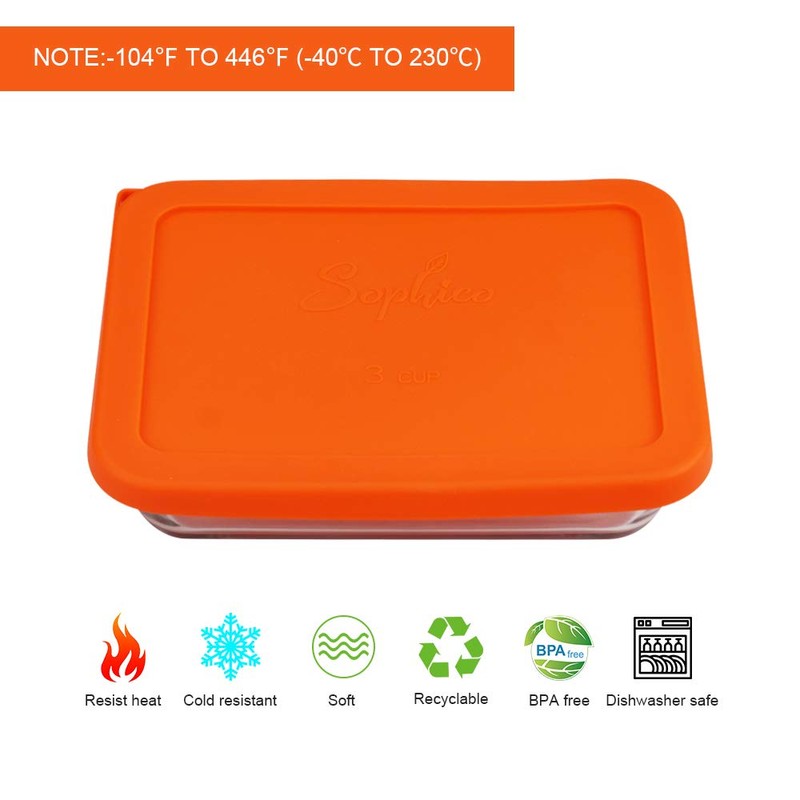 Sophico 3 Cup Rectangle Silicone Storage Cover Lids Replacement for