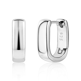 Silver Earrings Small Hoop for Women, Small Chunky Gold Hoop Hypoallergenic Small Thick Earrings Small Huggie Hoop Earrings Small Oval Hoop Wide Hoop Earrings Trendy Jewelry Gifts for Women Girls