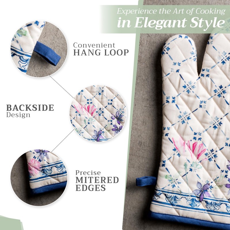 Maison d' Hermine Fa¥ence 100% Cotton Oven Mitt, 7.5-Inch by