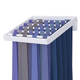 HIIMIEI Tier Organizer Wall Mounted Tie Rack Tie Holder Organizer for Men Stores Up to 50 Ties for Closet Wardrobe Bonus with 50 Tie Clips-White