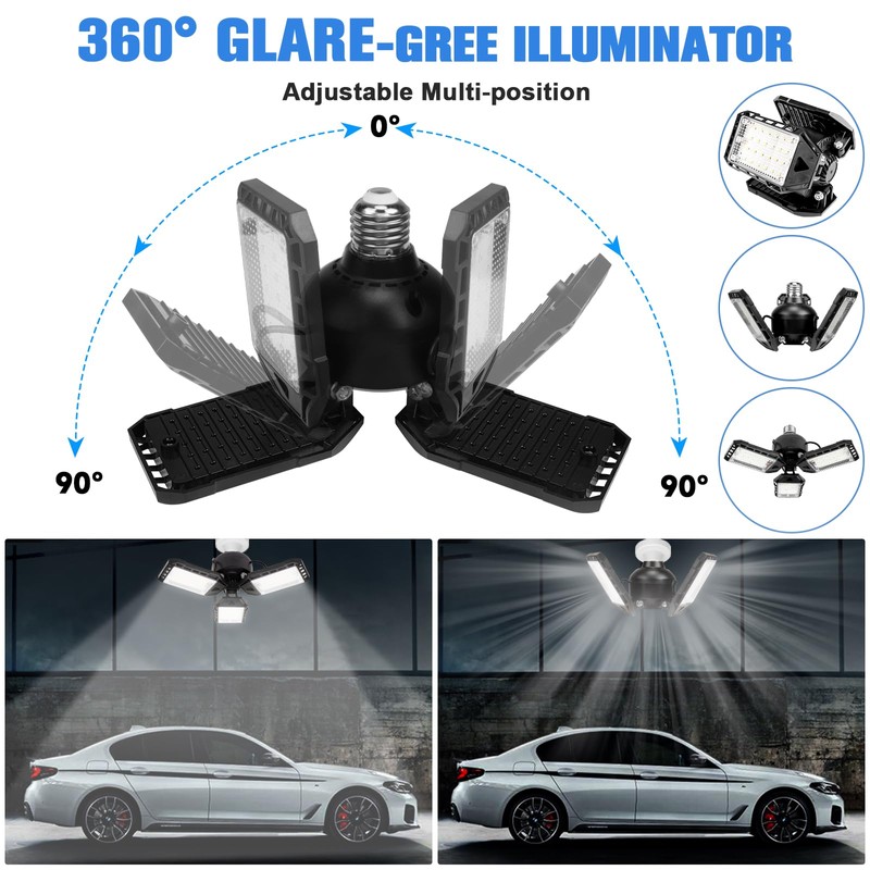 Aoretic LED Garage Lights Bulb 1 Pack -80W, 8000LM 6500K