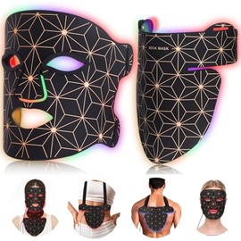 Máscara de terapia de luz roja para cara y cuello, 850nm NIR antienvejecimiento | 8 Color Modes, 3000mAh Rechargeable, 480 Medical-Grade LEDs, 70mW/cm
