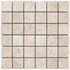 Light, Ivory, White, Chiaro Tumbled Travertine 1 SQFT (2x2 Mosaic)