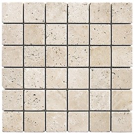 Light, Ivory, White, Chiaro Tumbled Travertine 1 SQFT (2x2 Mosaic)