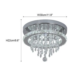 Deckrico Modern K9 Crystal Chandelier with Remote Control Stainless Steel Pendant Lamp Flush Mount Light Fixtures for Dining Room Bathroom Bedroom Living Room (Dimmable)
