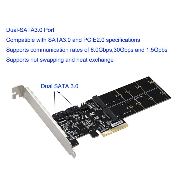 4in1 Dual M.2 NGFF (B Key) SSD+ Dual SATAIII 6G