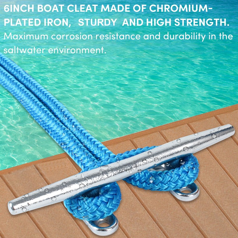 VEITHI 6 inch Chromium-Plated Boat Cleat 4 Pack, Boat Dock