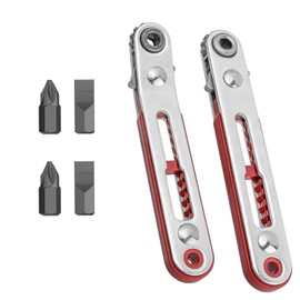 6 Pcs Mini Ratcheting Screwdriver Set, Right Angle Phillips with High Torque Offset Reversible Ratchet, Compact Hand Tools for DIY and Home Repair