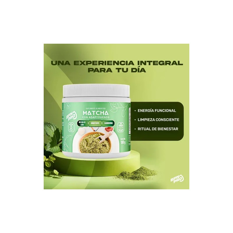 Matcha Japonés Orgánico Con Adaptógenos 180g en Polvo Té Verde