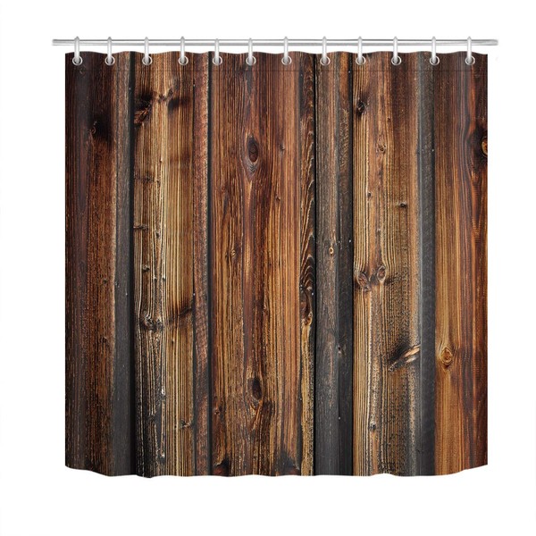LB Farmhouse Style Rustic Barn Wood Shower Curtain Western Country Theme Primitive Rural Life Wood Texture Farm Shower Curtain 60x72 Inch Waterproof Polyester Fabric with 10 Hooks
