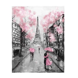 QH 60 x 80 Inch Painting Eiffel Tower Pattern Super Soft Throw Blanket for Bed Sofa Lightweight Blanket Throw Size for Kids Adults All Season