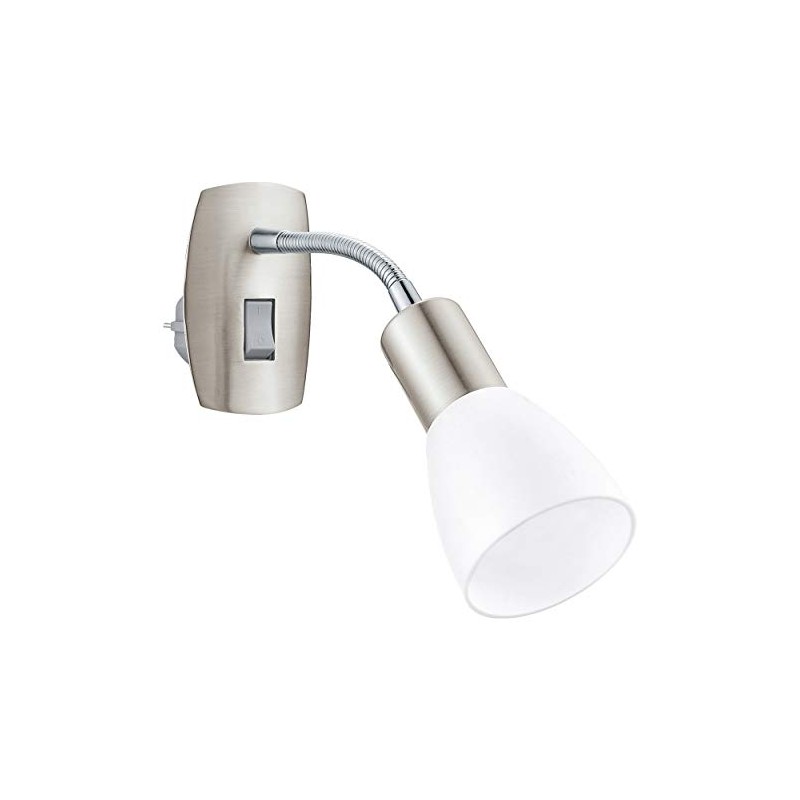 EGLO Steckdosenspot Dakar 3, Steckerleuchte, Steckdosenlampe aus Metall in Nickel-matt,